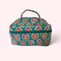 Vanity Bag | Quilted Cotton Toiletry Bag | Turquoise Floral Block Print, thumbnail 2 of 5