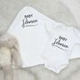 Script Baby And Blanket Personalised Set, thumbnail 2 of 3