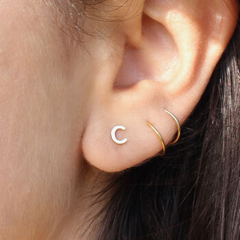 9ct Gold Initial Stud Earrings, 2 of 3