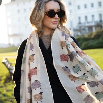 Colourful Sheep Print Scarf In Personalised Gift Box, 4 of 8