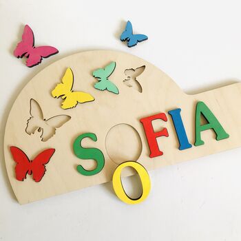Personalised Name Puzzle With Butterflies, 2 of 2
