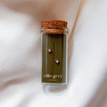 Glass Vial Cz Star Stud Earrings, 2 of 4