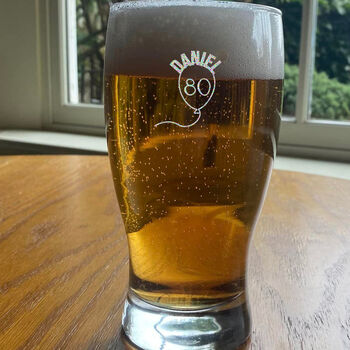 Engraved Pint Glass Personalised 80th Birthday Gift, 4 of 9