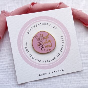 Best Teacher Ever Enamel Pin, Teacher Appreciation Gift, End Of Term Teaching Assistant Gift, 2 of 12