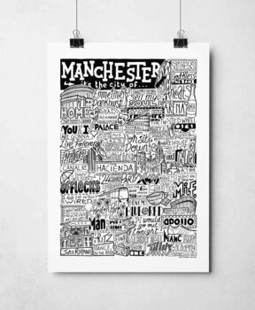 Manchester Landmarks Typography Print Poster, 2 of 12