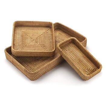Set Of Three Rattan Woven Serving Tray, 6 of 7