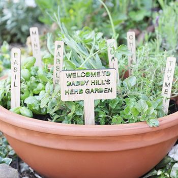 Set Of Seven Personalised Wooden Herb Garden Markers, 2 of 4