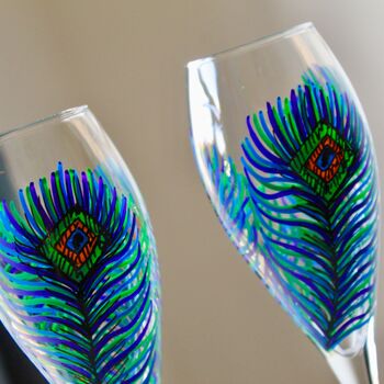 Peacock Feather Champagne Flute, 3 of 5