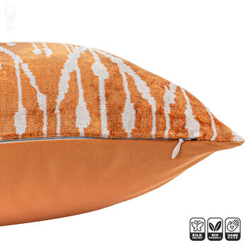 Cinnamon And White Silk Velvet Pillow Covers 40x40cm, 2 of 6