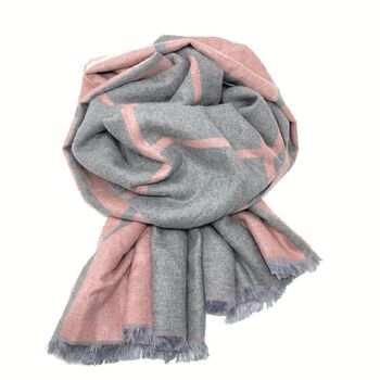 Cashmere Blend Check Reversible Blanket Scarf, 10 of 11