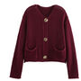 Burgundy Crop Cardigan Gold Buttons, thumbnail 1 of 4