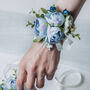 Wedding Peony Wrist Corsage In Sky Blue, thumbnail 9 of 9