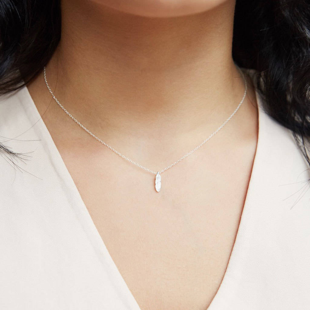 dainty sterling silver feather necklace by lisa angel