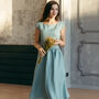 Midi Linen Dress | Natural Bridesmaid Dresses, thumbnail 9 of 12