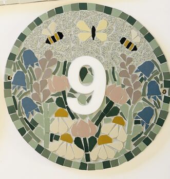 Floral Mosaic House Door Number Sign, 8 of 12