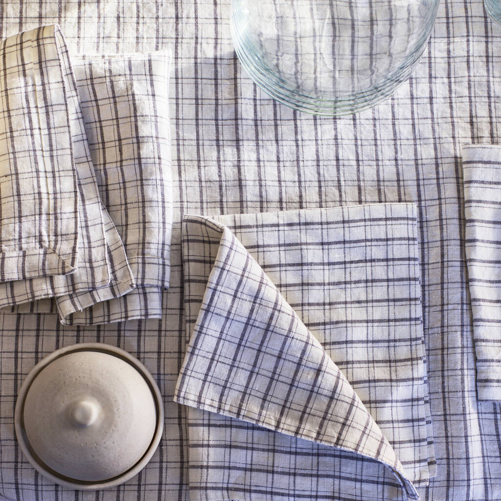 Grey Check Linen Placemat By Rowen & Wren