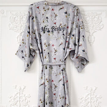Personalised Embroidered Women's Luxury Butterfly Floral Kimono, 2 of 9