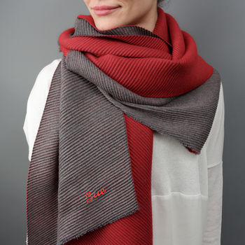 Personalised Reversible Pleated Cashmere Scarf Shawl, 8 of 12