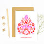 Scandi Style Pattern Red Pink Happy Birthday Card, thumbnail 4 of 4