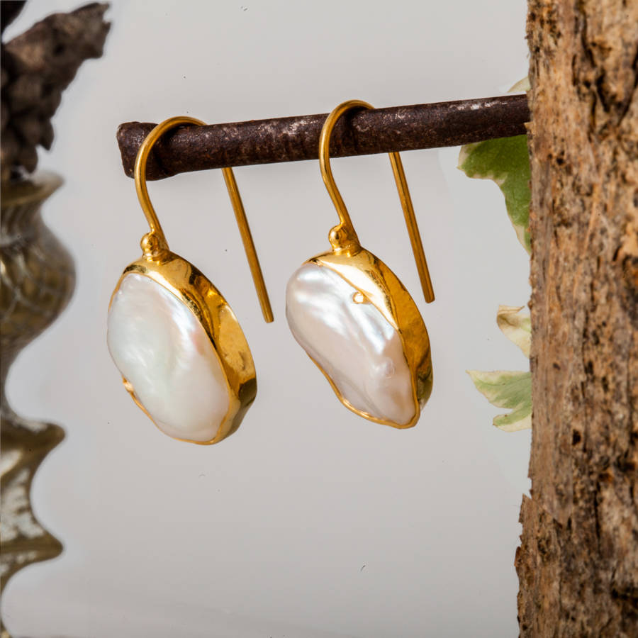 Gold Baroque Pearl Drop Earrings By Rochejewels | notonthehighstreet.com