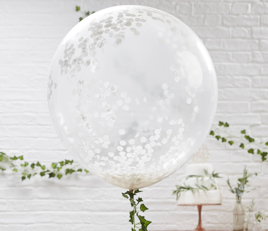 Giant White Confetti Balloons Three Pack, 1 of 3