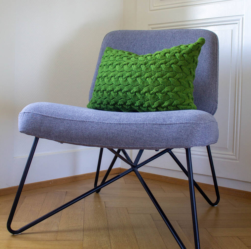 Contemporary Lattice Knit Cushion Hand Knit In Emerald, 1 of 5