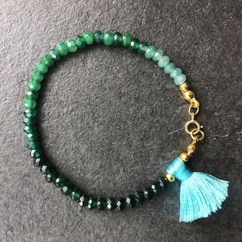 Ombre Om Beads Agate Tassel Bracelet, 6 of 9