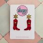 Glitter Cowboy Boot Earrings / Festival Fashion Dangles / Country Western Statement Jewellery / Line Dancing Earrings, thumbnail 9 of 12