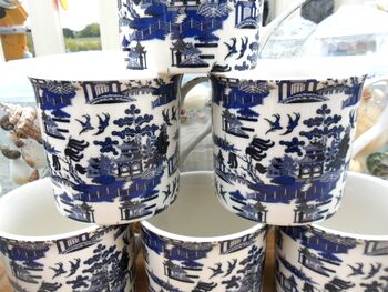Set Of Six Palace Mugs In Blue Willow Design, 3 of 9