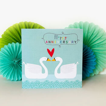 Swans Anniversary Greetings Card, 3 of 5