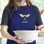 Personalised Embroidered Bee Apron In Navy Blue, thumbnail 1 of 5