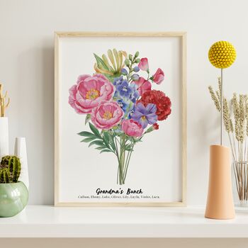 Personalised Birth Flower Mum's Bunch Print, Mother's Day Gift, 3 of 10