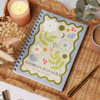Personalised Floral Panel Combined Diary And Notebook Great Teacher Gift, 8 of 12