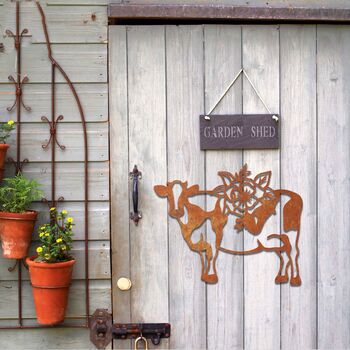 Cow Metal Garden Art, Decorative Outdoor Wall Decor For Garden Or Patio, 8 of 12