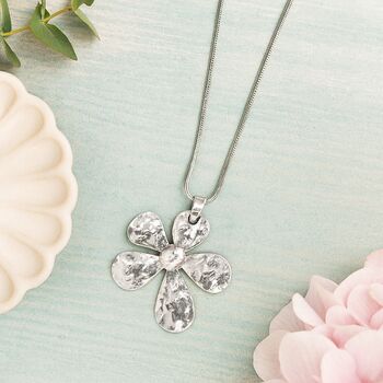 Long Daisy Flower Pendant Statement Necklace, 3 of 5