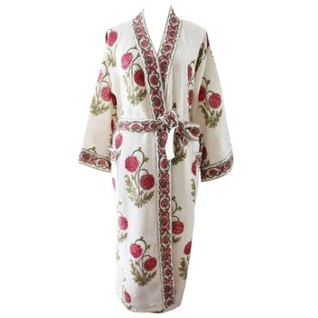 Pink Dahlia Waffle Cotton Dressing Gown, 4 of 4