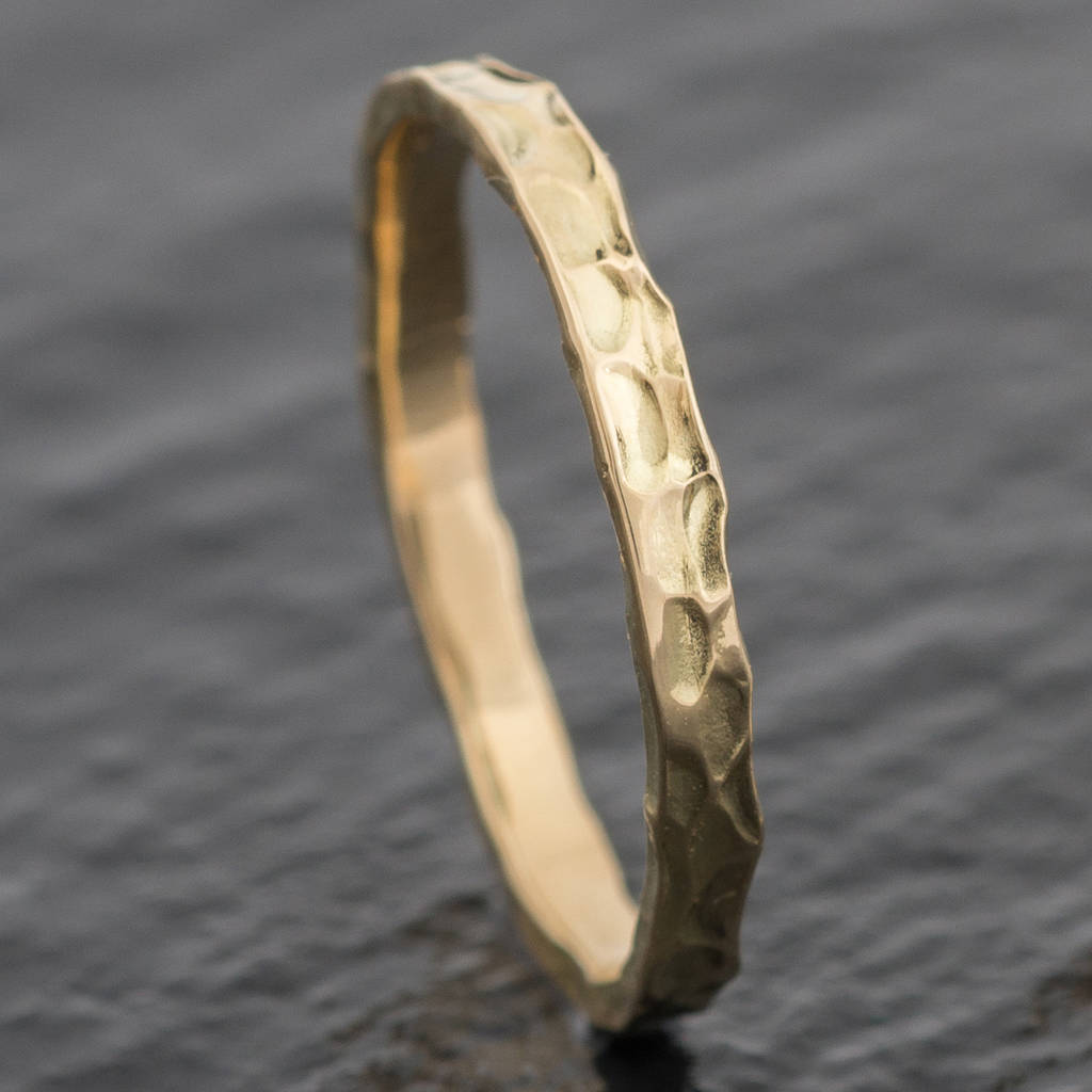 Welsh And Recycled Gold Hammered 2.5mm Wedding Ring By Jacqueline