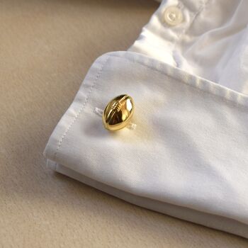 Rugby Ball Gold Cufflinks Gift For Men 316 L Stainless Steel Sports Accessory, 5 of 5
