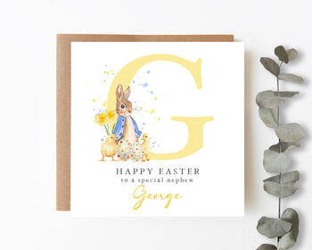 Personalised Easter Card Blue Bunny Splatter, 2 of 4
