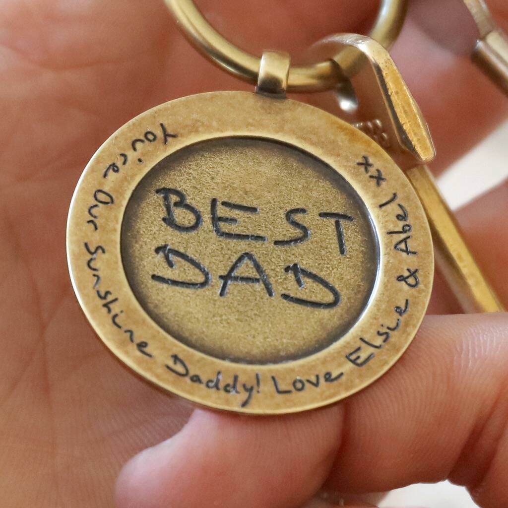Personalised 'Best Dad' Antiqued Gold Keyring By Lisa Angel