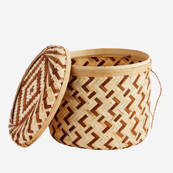 Round Woven Basket With Lid, 3 of 6