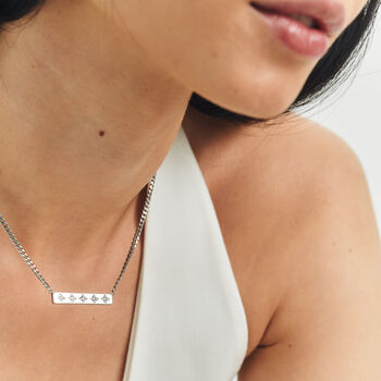 Personalised Sparkling Petite Cosmic Star Bar Necklace In Silver, 3 of 9