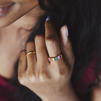 Rainbow Baguette Crystal Ring, 7 of 9