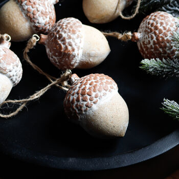 Six Wooden Acorn Baubles, 2 of 4