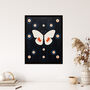 Blissful Butterfly Abstract Navy Orange Wall Art Print, thumbnail 4 of 6