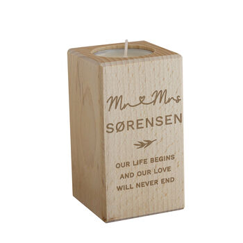 Personalised Wedding Wooden Tealight Holder, 3 of 4