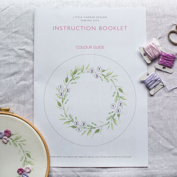 Sage And Lilac Wreath Embroidery Hoop Kit, 8 of 8