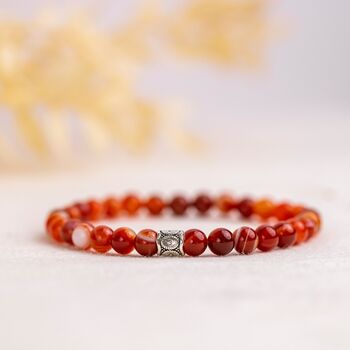 Carnelian Crystal Gemstone And Flower Barrel Bead Bracelet, 4 of 4