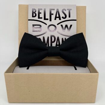 Irish Linen Bow Tie In Black, 2 of 2