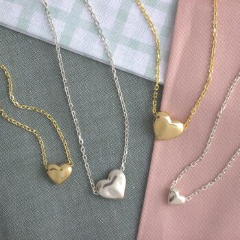 Gold Plated Sterling Silver Sculpted Heart Necklace, 2 of 5